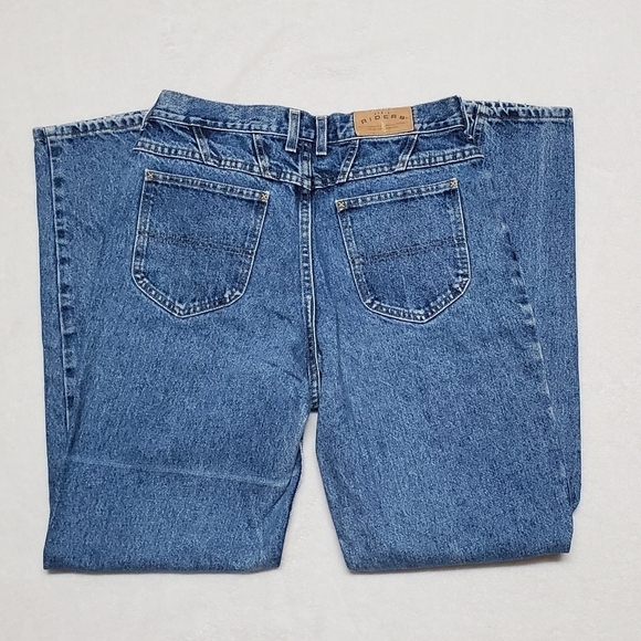 VINTAGE 90s Lee Mid Wash Distressed Stone Wash High Rise Jeans 12 Long - Picture 7 of 13